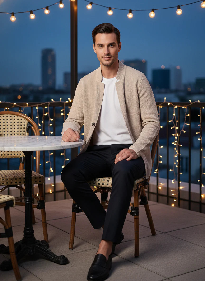 Cardigan Slim Colletto Coreano — Linea Pulita