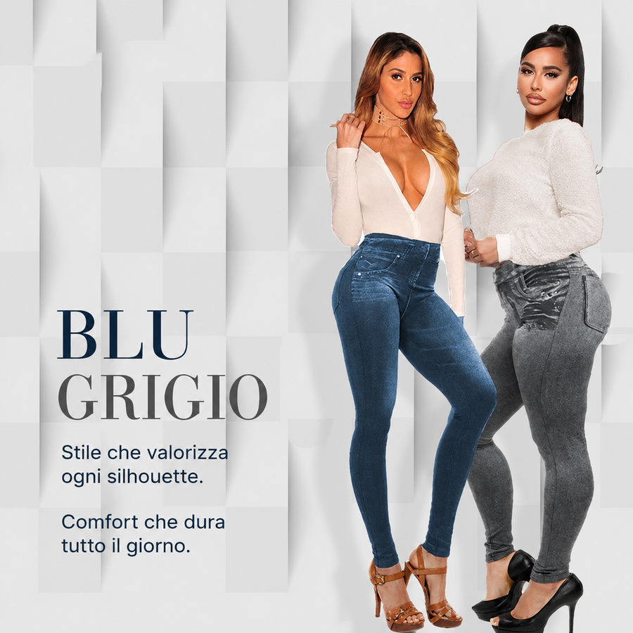 Leggings Effetto Jeans | Push Up Donna