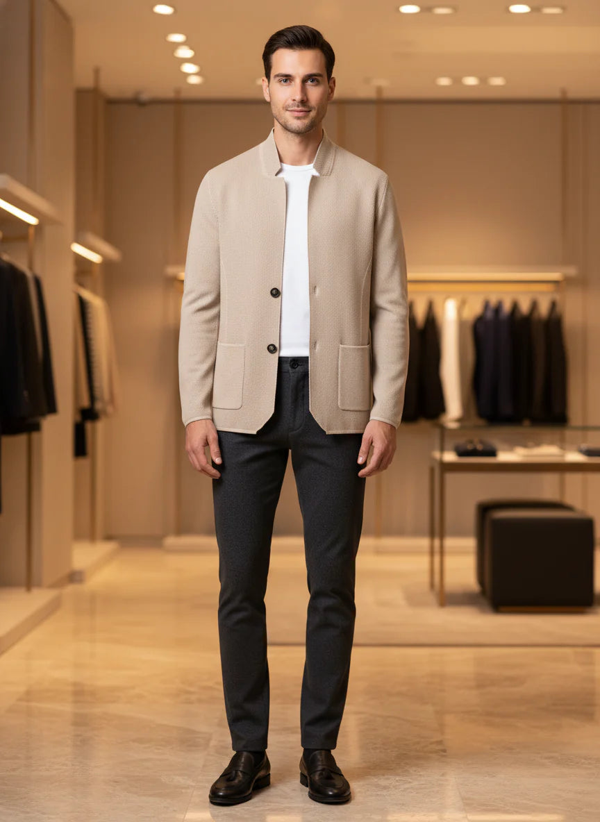 Cardigan Slim Colletto Coreano — Linea Pulita